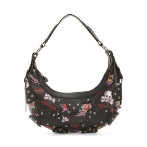 Ed Hardy Black Hobo Bag with Skull Design